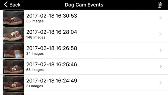 List of iCam Cloud Camera Events