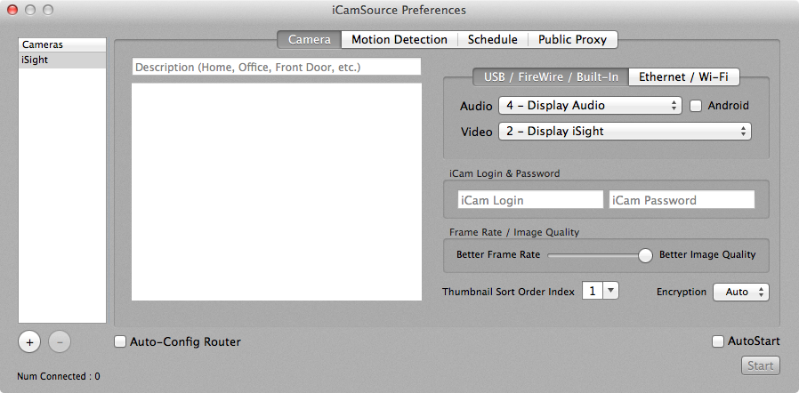 iCamSource Preferences for macOS
