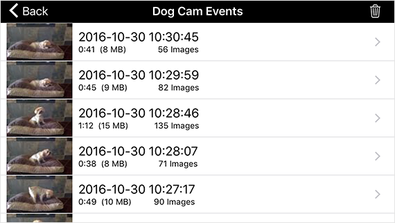 List of iCam Pro Cloud Camera Events
